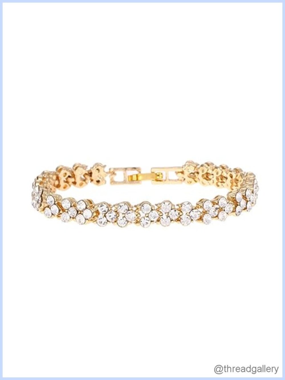 Gold Plated Cubic Zirconia Tennis Bracelet Rhinestone Charm for Women Men